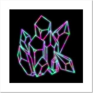 Glowing neon crystals Posters and Art